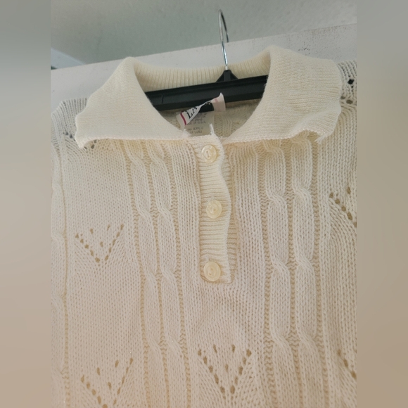 Cricket Lane Cozy Cream Floral  button-down collar Sweater Vintage - Picture 3 of 8